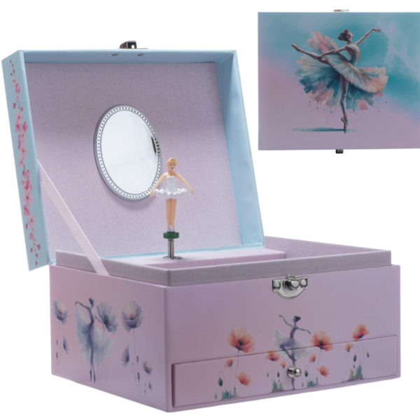 Caja de Música Bailarina revestida en Terciopelo