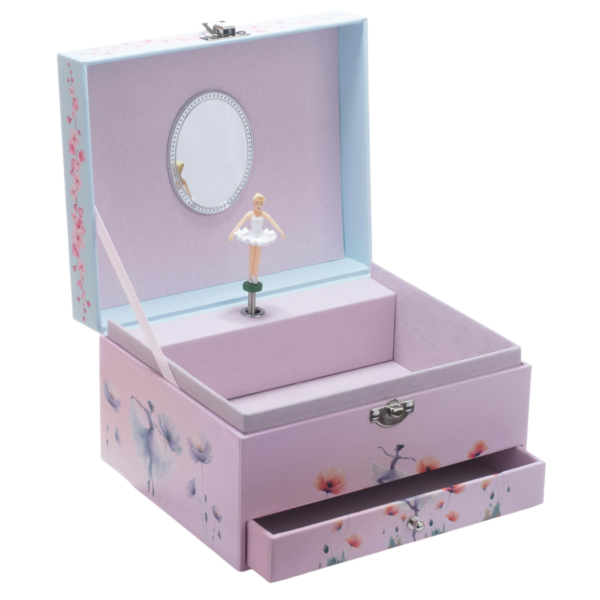 Caja de Música Bailarina revestida en Terciopelo
