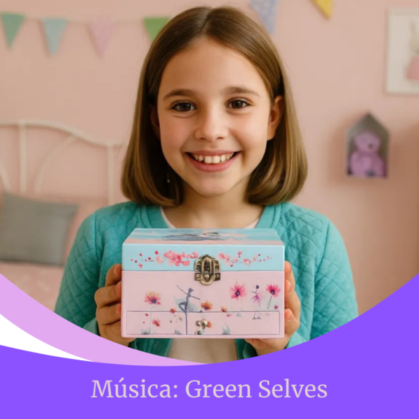 Caja de Música Bailarina revestida en Terciopelo